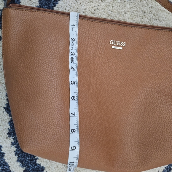 Vintage Guess Brown Textured Shoulder Bag Gold Details - Picture 13 of 14